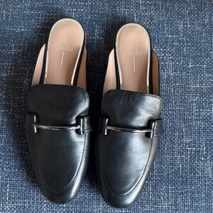 Linda paolo Black Leather Slip-On Loafers